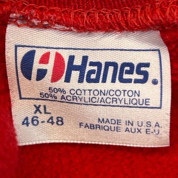 Vintage 80s Let It Snow Christmas Sweatshirt Sweater USA Made Red Mens M Medium - Picture 7 of 8